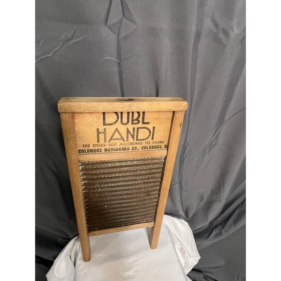 Set of 2 Vtg. Small Wooden Columbus Dubl Handi Galvanized Metal Washboards - Picture 10 of 16